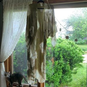 Olive tie-dye kimono